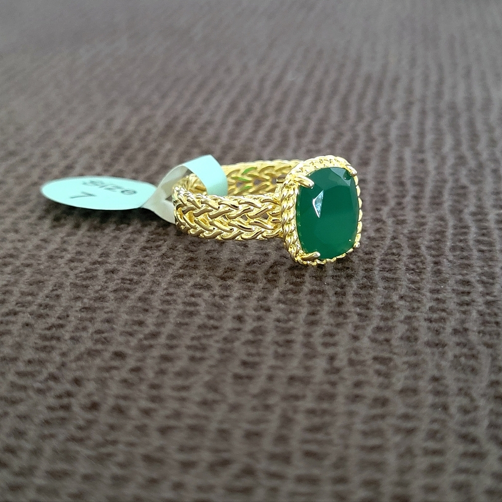 ✨️HP✨️ Gemolio Faceted Deep Green💚 Chalcedony Ring💍 - NWT